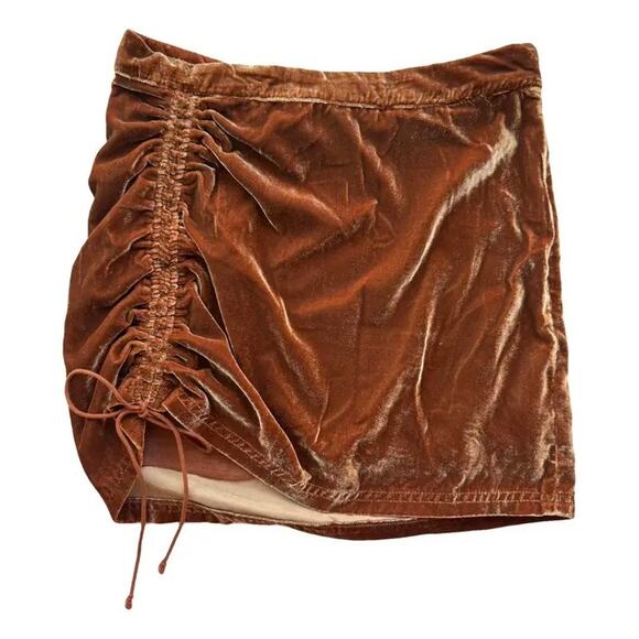 Free People Velvet Ruched Mini Skirt - Picture 1 of 9